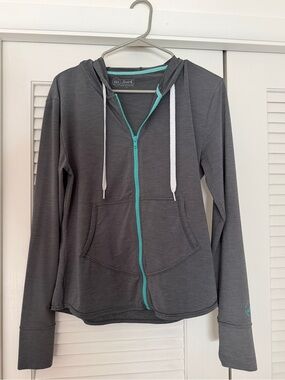 Women Xcel Gray with Teal Zip Hoodie